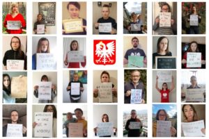 mozaika zdjęć osób z napisami polonia w chile nie ma wyboru