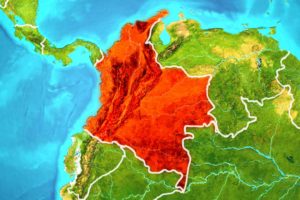 mapa z kolumbią na czerwono